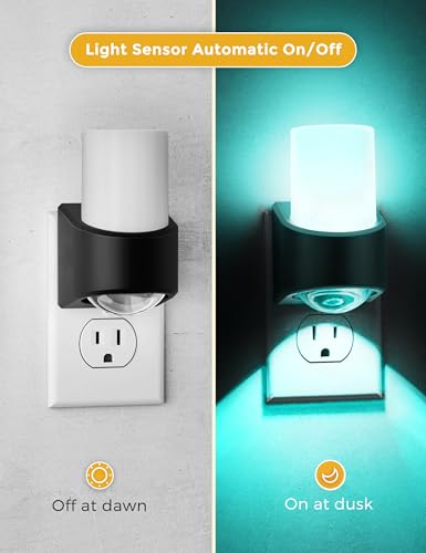 Image of L LOHAS LED Projector Night Light Plug in Night Lights Plug into Wall | Dusk to Dawn Sensor, 8 RGB Color And Dynamic Mode, 2 Pack