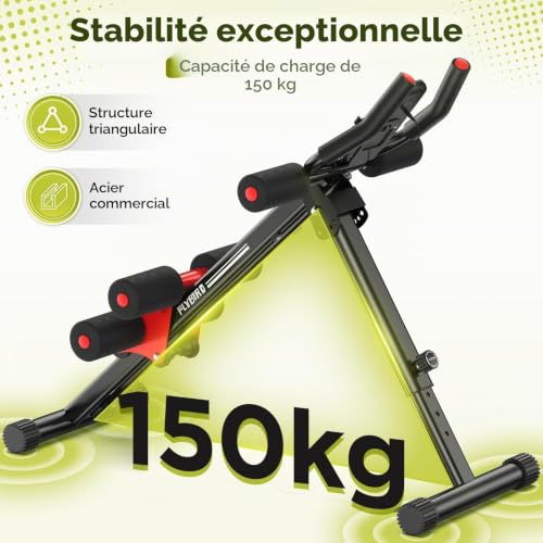 FLYBIRD Appareil pour abdominaux - Appareil de musculation abdominale réglable - Pour entraînement complet du corps à la maison - Pour sculpter la silhouette - Capacité de charge de 150 kg (Rouge) – vue 2
