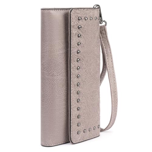 Image of FALAN MULE Wallets for Women Trifold Wristlet Wallets Large Capacity RFID Blocking Ladies Purse Credit Card Holder