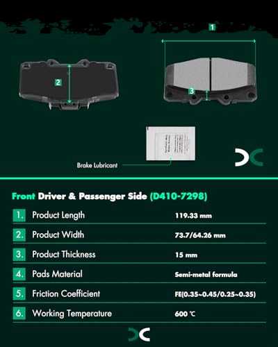 Image of SCITOO D410 D606 Front & Rear Semi-Metal Brake Pad Sets 1996-1997 For Lexus For LX450,1993-1997 For Toyota For Land Cruiser