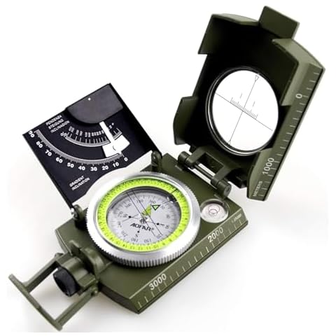 AOFAR AF-4074 Military Compass Lensatic Sighting-Multifunctional, Fluorescent, Waterproof and Shakeproof with Inclinometer and Carrying Bag for Camping, Hiking, Hunting Cover