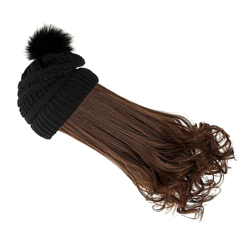 SHERCHPRY Gorro de Punto Cálido con Peluca Ondulada Desmontable para Mujer Diseño Natural de Cabello Gorro de Invierno Cómodo