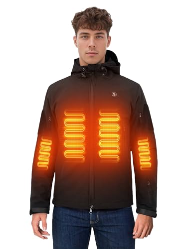 ANTARCTICA GEAR Men's Heated Jacket with 12V 15000mAh Battery, Water-Resistant Winter Softshell Hooded Coat2