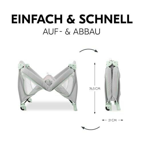 Hauck Kinderreisebett Sleep N Play Go Plus mit Rädern, Transporttasche und Großen Schlupf zum Spielen, Klein Zusammenklappbar, Baby Reisebett Kleinkind ab Geburt bis 15 kg (Dusty Mint) – Bild 5