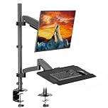 Monitor mount with keyboard tray for 17-32 inch gas spring monitor mount up to 9 kg, keyboard mount fits most standard and oversized keyboards, holds up to 2.2 lbs