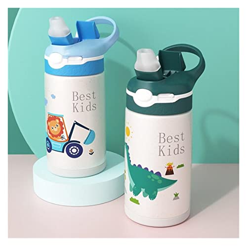 Gibolea 400Ml Children Thermos Water Bottle Kids Thermos Mug Baby Duck Billed Straw 316 Stainless Steel Vacuum Flasks Tumbler Thermo Cup (Capacity : 400Ml, Color : Blue With Bag) #TOP3