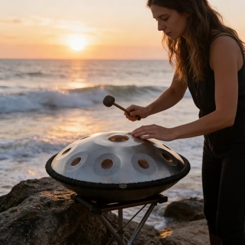 Handpan Artesanal 12 Notas Golden Eyes Acero Profesional miniatura 1