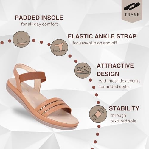 Image of TRASE Ankle Strap Flat Sandals For Woman | Stylish And Comfortable Casual Sandal | Women's Footwear | Flats For Women Daily Use | Soft Sandals For Women