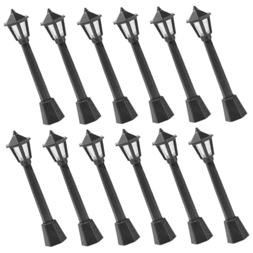 LRXIYODE 12 Piezas de Farolas Miniatura de Resistente para Decoración de Jardines y Luces Simuladas para Casas Miniatura y Fácil de Transportar