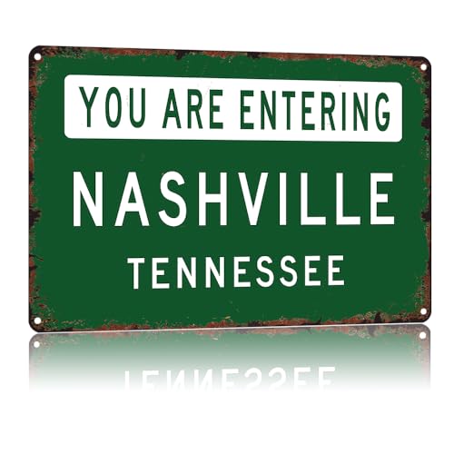 HSFHXY You Are Entering Nashville - Tennessee Welcome Funny Poster 8x12 Inch Vintage Aluminum Metal...