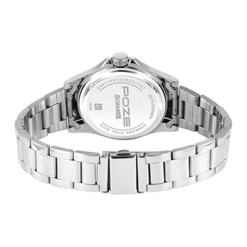 Image of Sonata Poze 8 Quartz Analog with Black Dial IPS Stainless Steel Strap Watch for Men - SP70105SM02W
