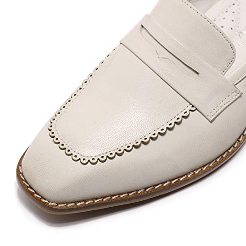 Image of Mona flying Womens Leather Square Toe Penny Loafer Slip on Flat Office Shoe