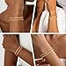 Mujahid Waterproof Gold Plated Bracelets Set for Women Trendy, Dainty 14K Gold Jewelry Fashion Stackable Tennis Beaded Figaro Herringbone Paperclip Link Bracelet Pack Stack Gifts for Women,Never Fade