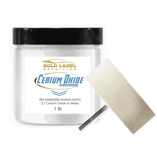Image of Optical Grade Cerium Oxide 1lb Glass Repair Powder | Glass Window and Windshield Repair | Optical Grade, for use with Camera, Scope, Binocular Lens (1lb with 3 inch Felt Bob Wheel)