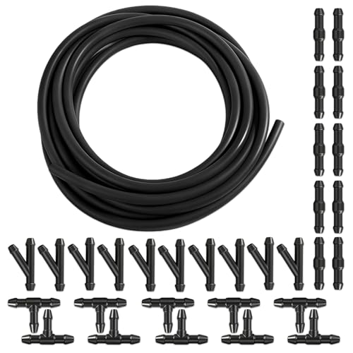 Surosha Windshield Washer Hose Kit, Car Windshield Washer Hoses Connect Car Water Pump and Nozzles, 4 Meter Washer Fluid Hose & 30 Pcs Hose Connectors, Suitable for Most Car Windshield Washers Tubing