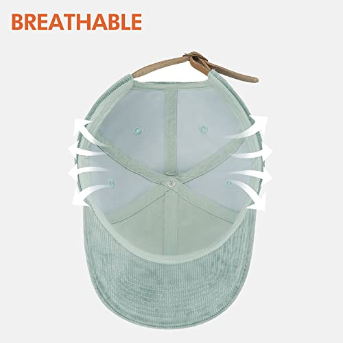 Zowya Casual Corduroy Fashion Baseball Cap Macaron Dad Hat 6 Panel For Men Women With Leather Adjustment Belt Soft Green thumb #4