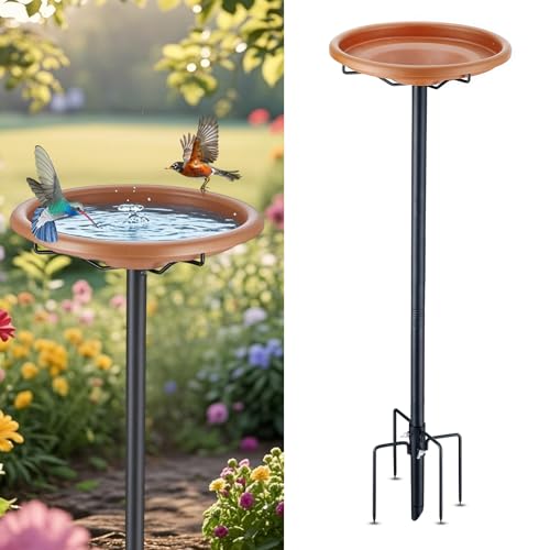 UIABOPZ Bird Bath for Outside, 35 inch Pedestal Bird Baths, Detachable Birdbath with Upgraded 5-Pronged Base for Outdoors Garden Patio Yard Lawn Decor, Metal Bird Bath (Antique Bronze)