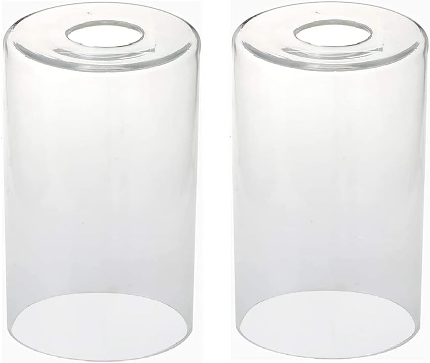 Clear Glass Cylinder Shade, 2 pack, Pendant Lights Shade Fixture Replacement Globes, Replacement Glass Lamp Shade with 1-5/8-inch Fitter, Diameter 4”, Height 6.5"