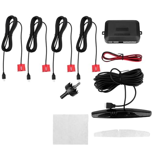 Rilevatore di retromarcia per auto, con 4 sensori, sensore di parcheggio, radar universale (rosso)
