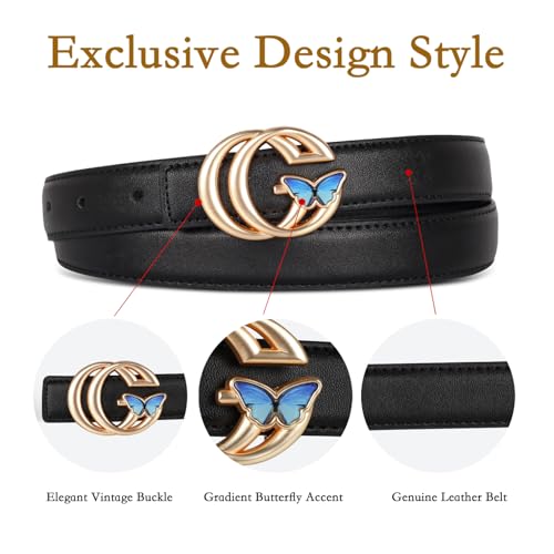 Luxury Gradient Blue Women's Belt,Versatile Waistband,Premium Gift Fashion Accessory, Freedom Metamorphosis Pattern2