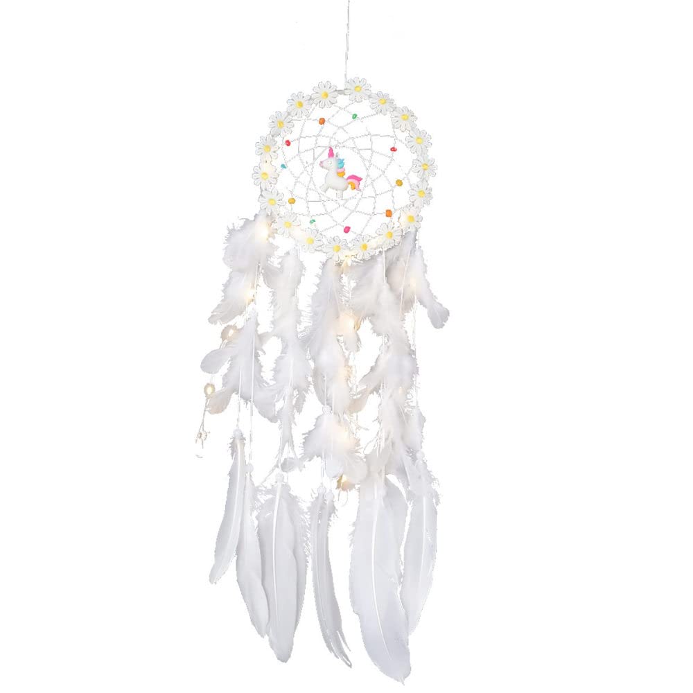 Atrapasuenos de unicornio blanco para decoracion de pared de boda y eventos boho