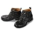 OSSTONE Moto Boots for Men Fashion lace-up Leather Chukka Boots Casual Shoes OS-6015-3-B-10.5-R, Retro Black, Men's Size US10.5