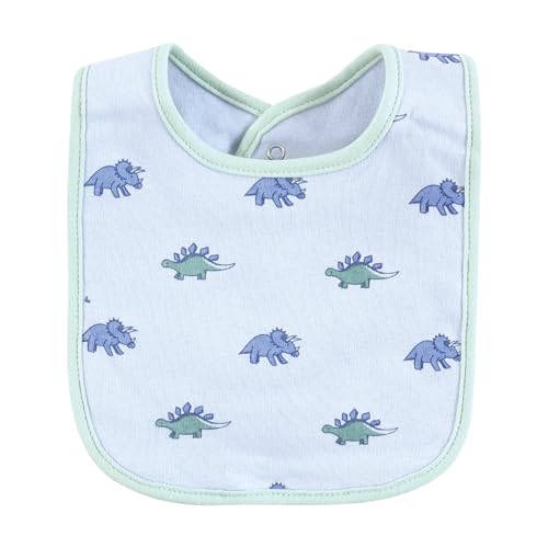 Image of Hudson Baby Unisex Cotton Bibs, Pastel Dino, One Size