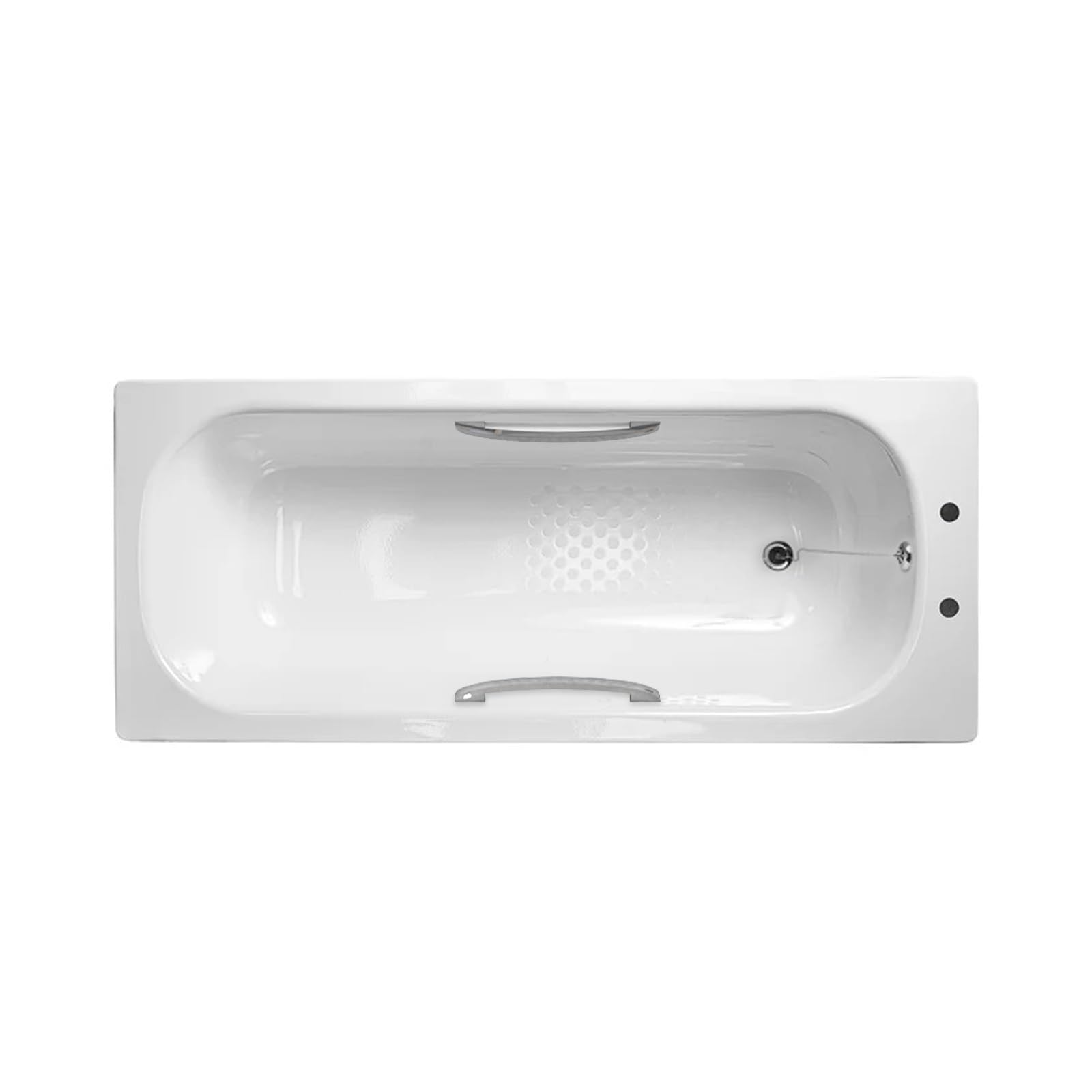 Nes Home White 1600 X 700Mm 2Th Steel Enamel Bath With Handles & Anti Slip Base