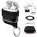 Produktbild HAOZOUSA Apple Airpods Case Cover Metall Airpods Case mit Schlüsselanhänger, wasserdicht, stoßfest, Skinny Silikon Air Pods Hülle, schwarz