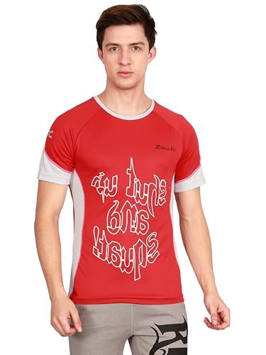 Image of Men's Quick-Dry Mesh Activewear T-Shirt for Gym, Workout & Sports - Red (5069)