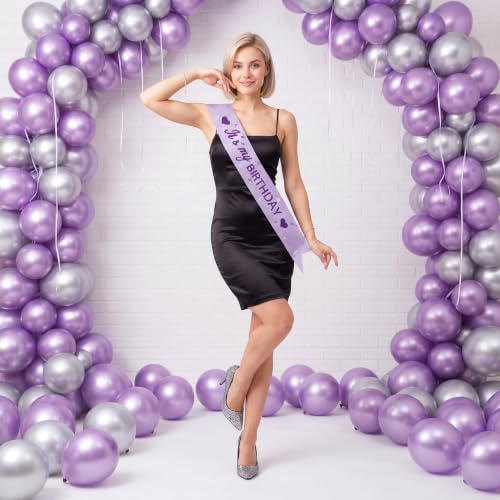 Image of Vuzvuv It's My Birthday Birthday Sash, Glitter Birthday Sash with Foil Letters Birthday Party Decor for Women, Girls