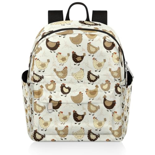 Sac à dos voyage décontracté motif poules pour femme fille enfant 6.3L