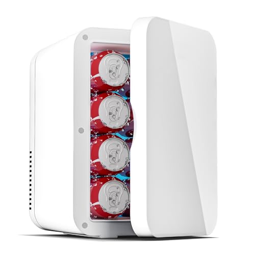 Image of JrostKault Mini Fridge for Bedroom - 8 Liter/8 Can Portable Refrigerator for Car, Office, Dorm - Quiet Cooler & Warmer for Food, Drinks, Makeup & Skincare - AC/DC Power Supply