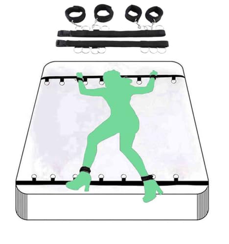 Hand Leg Cuffs Ankle Wrist Resistance Bands Bed Bondaged Restraints Sex Kit for Couples Under King Bed Bonage Straps for Adult Play Queen Bed Ankles and Wrists Bar Sex Handcuffs Bedroom Sweatshirt