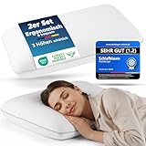 Nachtengel Ergonomisches Kopfkissen 40x60 aus Memory Foam mit Nackenstütze – Orthopädisches Kissen Nackenkissen Rücken-, Bauch- & Seitenschläferkissen Schlafkissen weiß Oeko-TEX 14cm Höhe 2er Set