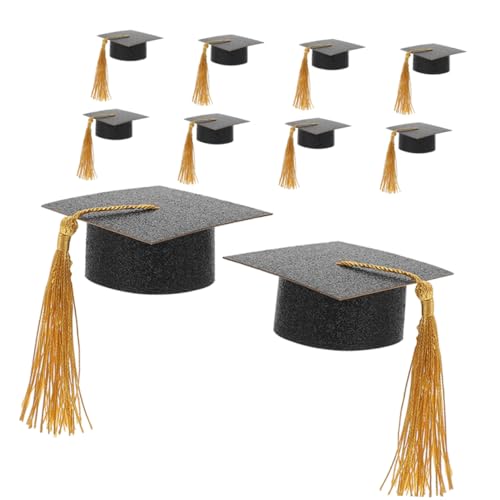 Gatuida 12pièces Mini Chapeaux De Graduation Avec Pompons Jaunes Pour Décoration De Bouteilles De Et Gâteaux Accessoires De Fête Félicitations Diplômés