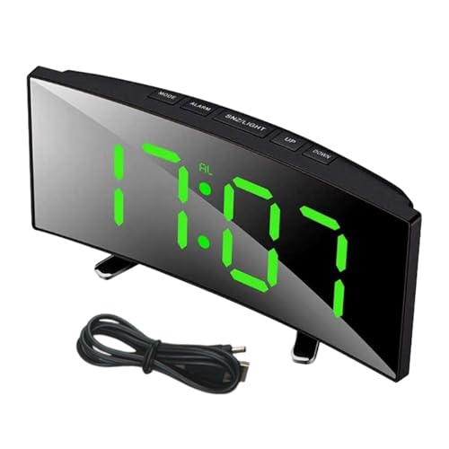 Relojes digitales para dormitorio, diseño de pantalla curvada, reducción de reflejos, visualización cómoda, arranque silencioso, integración perfecta, adopta tecnología silenciosa avanzada, múltiples