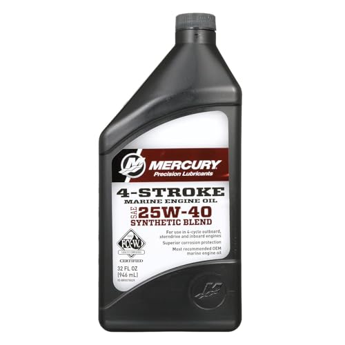 Mercury 25W-40 4-Stroke Synthetic Blend Marine Engine Oil, 1 Quart - 8M0078629