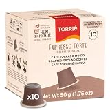 Torrié Espresso Forte – 10 Capsule di Caffè Compatibili con Nespresso Original, Compostabili a Casa, Intensità 10, Caffè Tostato e Macinato