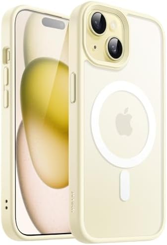 JETech Magnetyczna Etui dla iPhone 15 6,1 Cala Kompatybilny z MagSafe, Półprzezroczysta Matowe Tylna Szczupły Odporny na Wstrząsy Case (Czarny)
