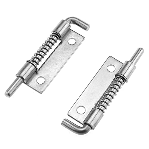 Dghaop 4Pcs 304 Stainless Steel Flat Pin Hinge Spring Latch M Size (With Hole) Right Direction (With Screws) Door Cabinet Hinges Hardware #TOP2
