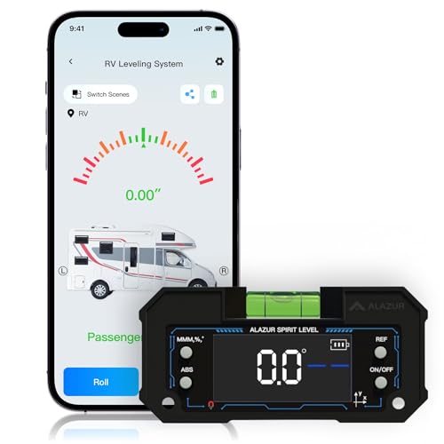 ALAZUR RV Leveling System, Bluetooth Wireless Camper Leveler with User-Friendly App, Real-Time RV Leveling & Trailer Leveling System, Travel Trailer Level, RV Auto Leveling System
