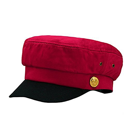 Fitted Army Cap Men Women Unisex Captain Hats Retro Style Plain Flat Caps Hat Red