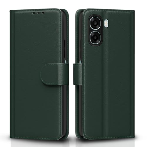 Image of Amazon Basics Flip Cover for Oppo K14x 5G / Oppo A6x 5G / Oppo A6s Leather Finish | Wallet Stand and Shock Proof | Inside TPU with Card Pockets | Complete Protection Flip Case (Green)