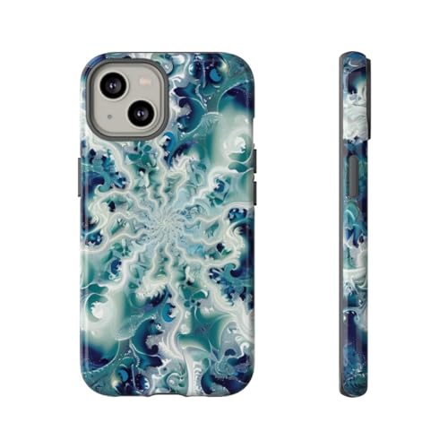 Coque rigide luxueuse iPhone 14 éclat brillant tourbillon fractal