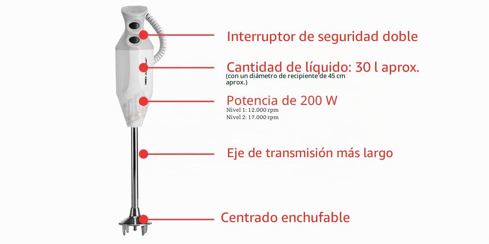 ESGE-Zauberstab P 200 Profi 90860 - Batidora de mano (incluye accesorios, hasta 17.000 rpm), color blanco y gris