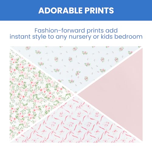 Image of Delta Children 100% Cotton Flannel Baby Receiving Blankets for Girls and Boys - 30x30 Inches, Pink Floral, (Pack of 48)
