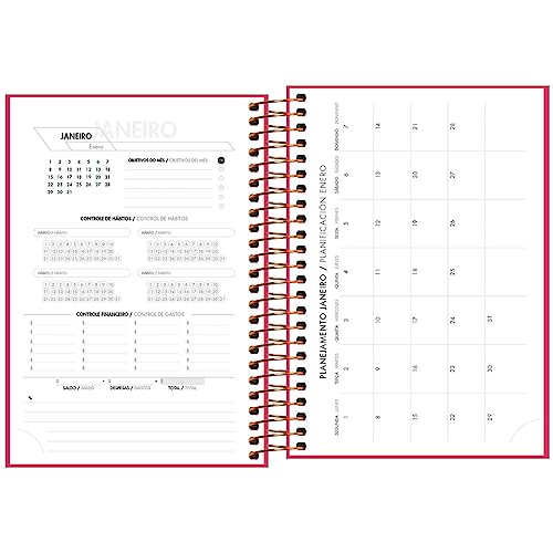 Tilibra - Agenda Executiva Espiral Diária 12,9 x 18,7 cm Napoli Feminina 2024 - Melancia