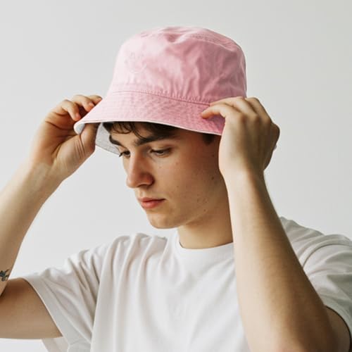 Image of Unisex Bucket Hats Beach Summer Sun Hat with UV Protection for Women Men Pink-White SmileyWorld