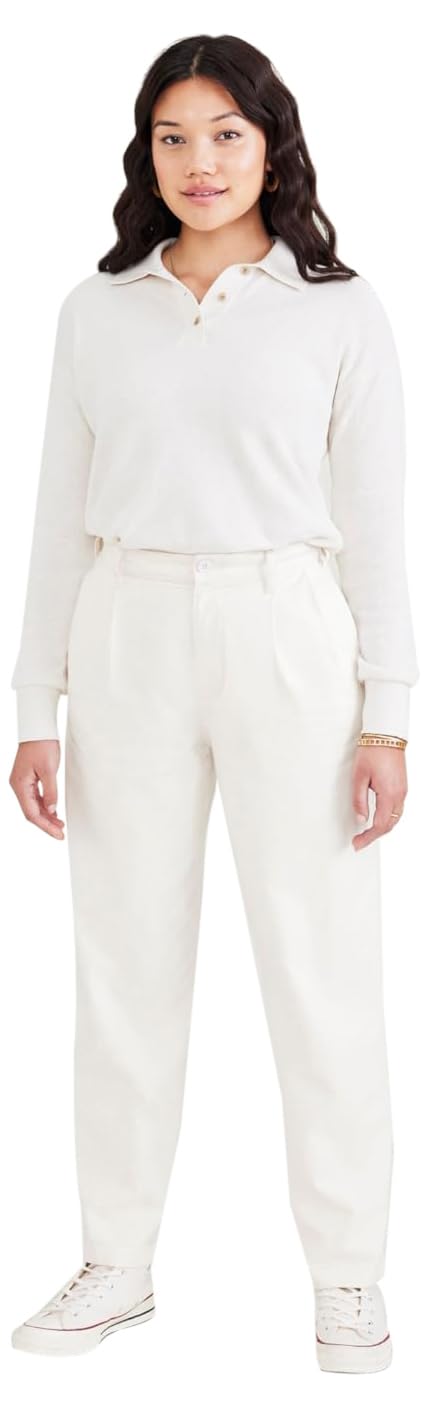 High Waist Pleated Original Khaki Tapered Pantolon Klasik Pantolon Kadın